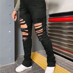SHEIN Black Distressed Women Jeans